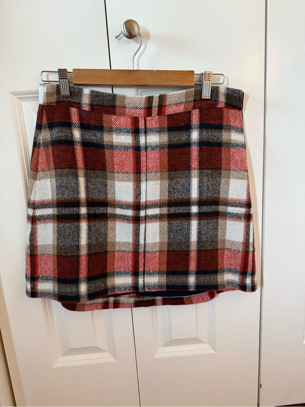 Lulu's Plaid Mini Skirt in Rust, Cream, Brown, and Navy